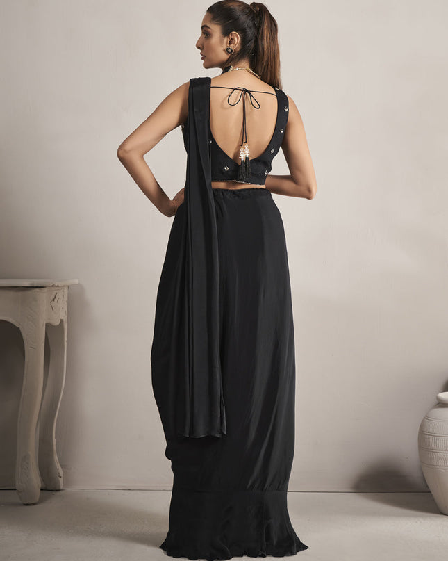 Black Georgette Designer Ready to Wear Saree