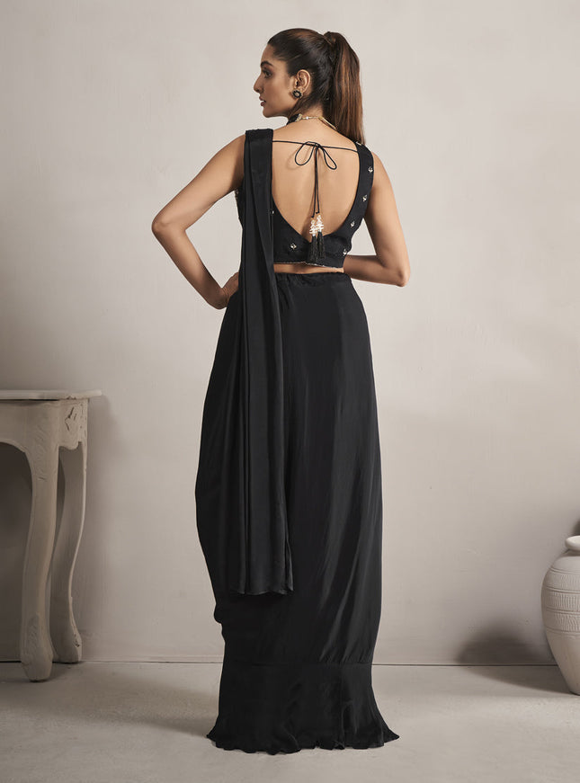 Black Georgette Designer Ready to Wear Saree