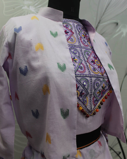 Navratri Special Lavender Cotton Chaniya Choli with Koti