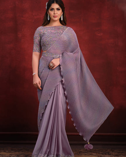 Dusty Purple Heavy Designer Saree