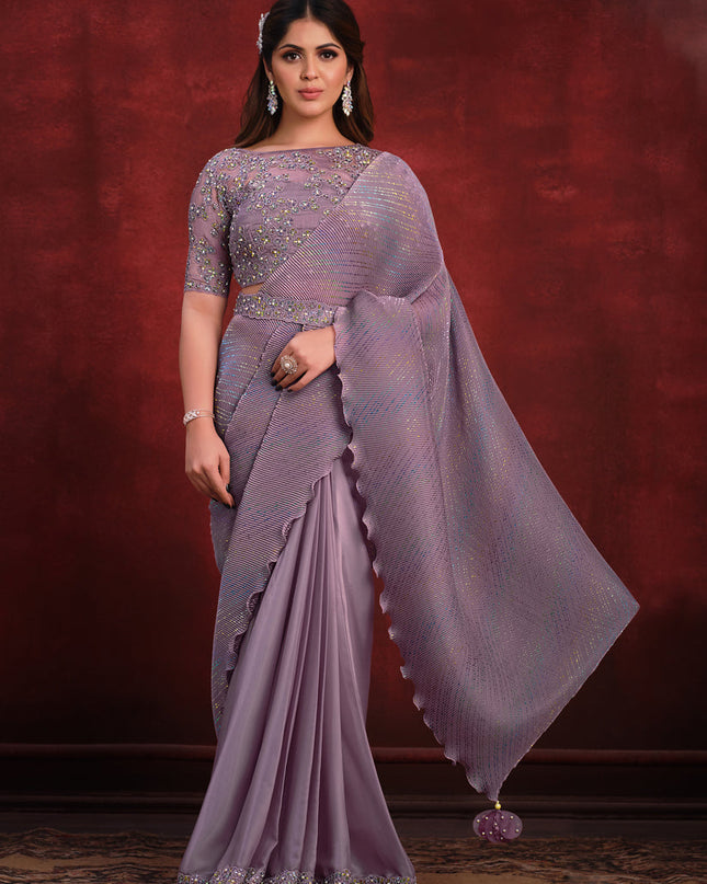 Dusty Purple Heavy Designer Saree