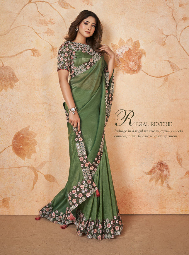 Fern Green Designer Saree for Wedding