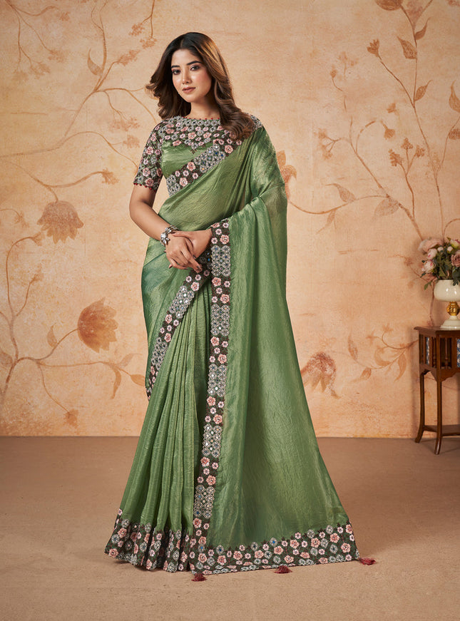 Fern Green Designer Saree for Wedding