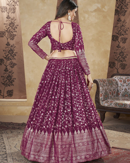 Magenta Georgette Lehenga Choli For Festival