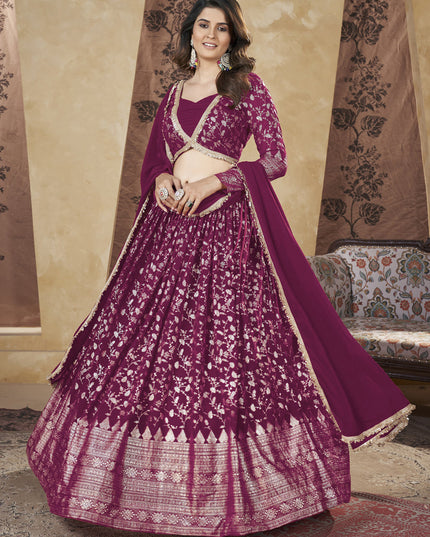 Magenta Georgette Lehenga Choli For Festival