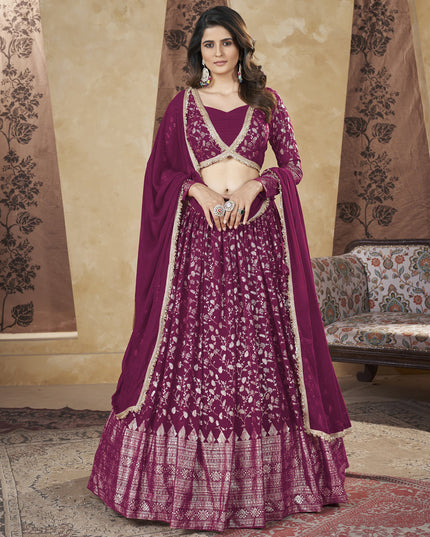 Magenta Georgette Lehenga Choli For Festival