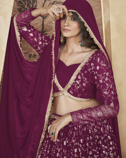 Magenta Georgette Lehenga Choli For Festival