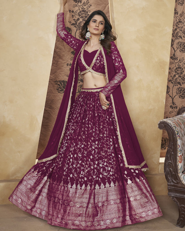 Magenta Georgette Lehenga Choli For Festival