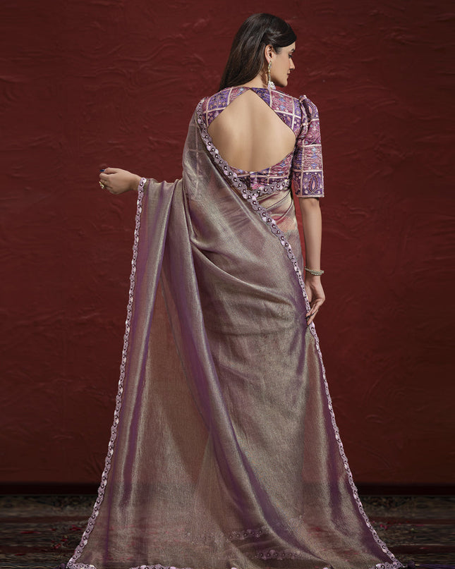 Mauve Pure Banarasi Zari Designer Wedding Saree