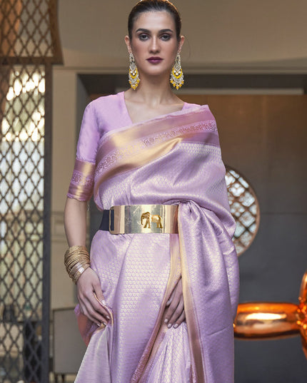 Lavender Soft Silk Handloom Weaving Saree