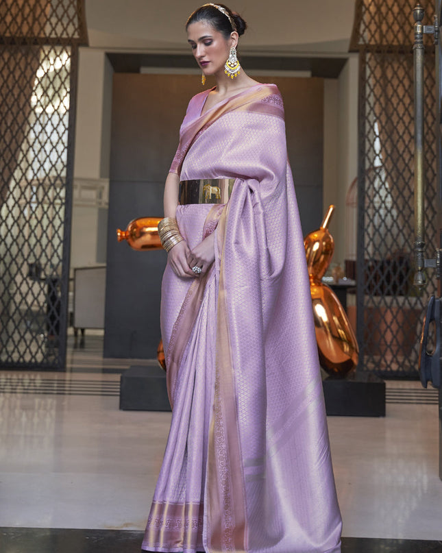 Lavender Soft Silk Handloom Weaving Saree