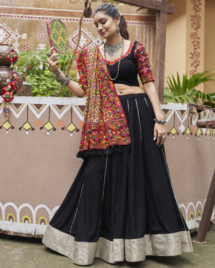 Black Viscose Rayon Navratri Special Chaniya Choli