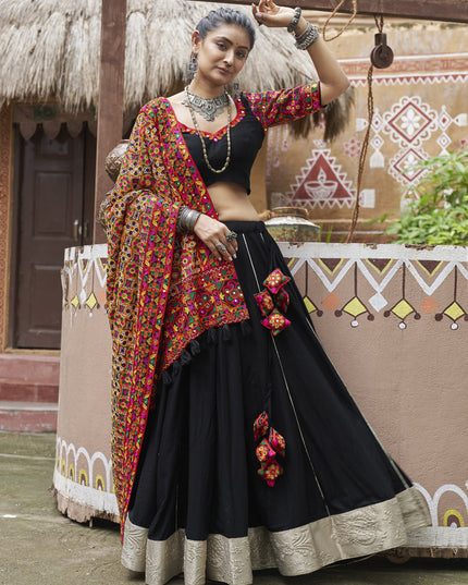 Black Viscose Rayon Navratri Special Chaniya Choli
