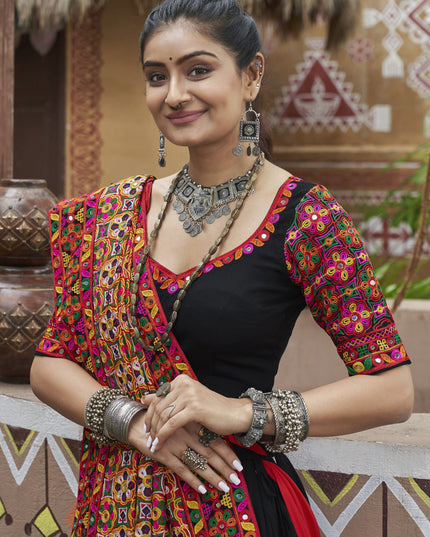 Black Viscose Rayon Navratri Special Chaniya Choli