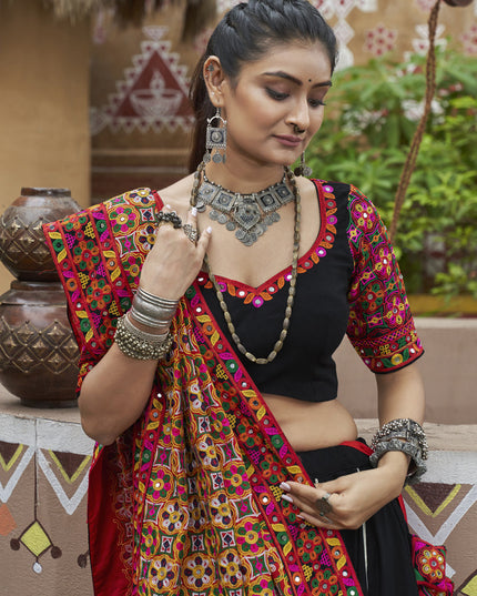 Black Viscose Rayon Navratri Special Chaniya Choli