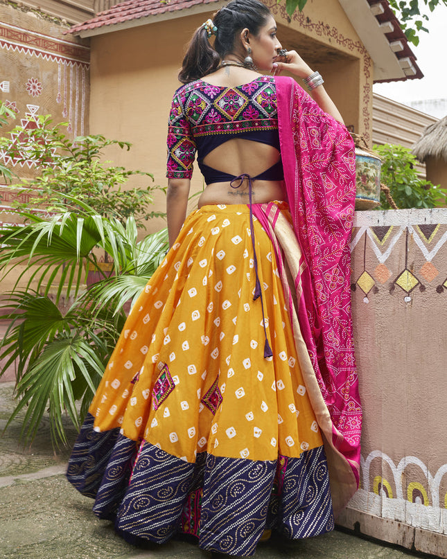 Mustard Yellow Muslin Cotton Navratri Special Chaniya Choli