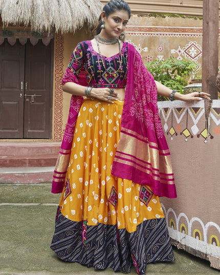 Mustard Yellow Muslin Cotton Navratri Special Chaniya Choli
