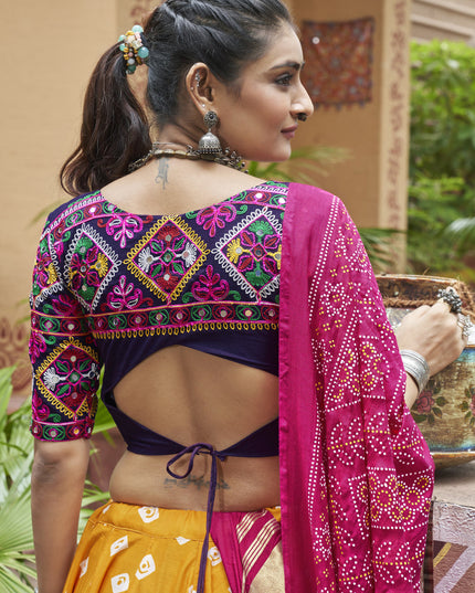 Mustard Yellow Muslin Cotton Navratri Special Chaniya Choli