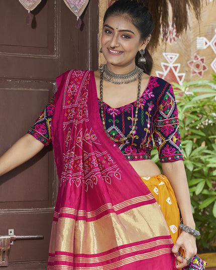 Mustard Yellow Muslin Cotton Navratri Special Chaniya Choli