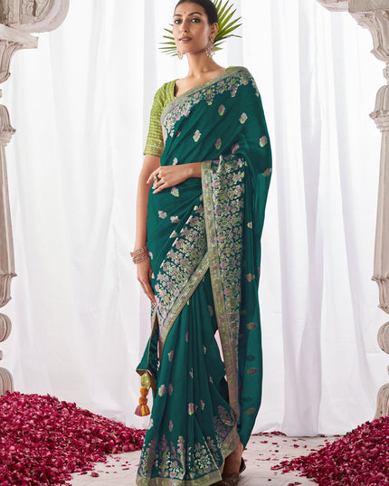 Morpich Kora Silk Meenakari Pallu Saree