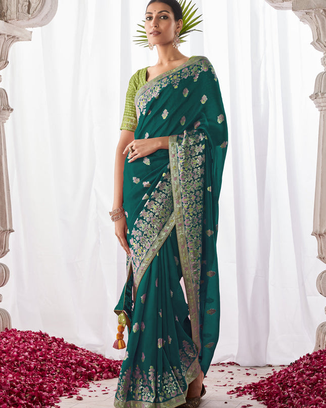 Morpich Kora Silk Meenakari Pallu Saree