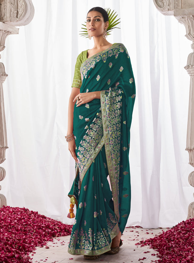 Morpich Kora Silk Meenakari Pallu Saree