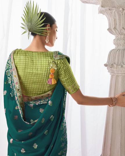 Morpich Kora Silk Meenakari Pallu Saree