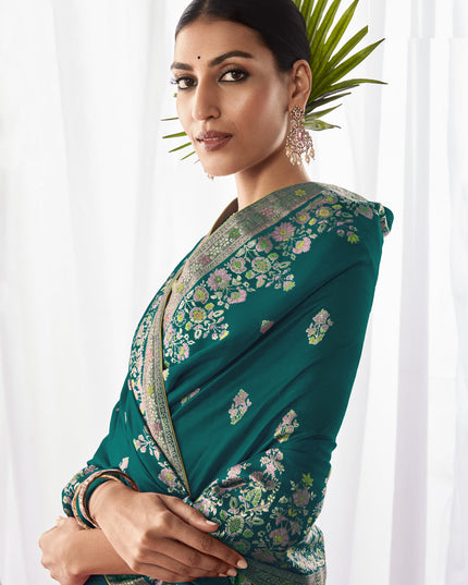 Morpich Kora Silk Meenakari Pallu Saree