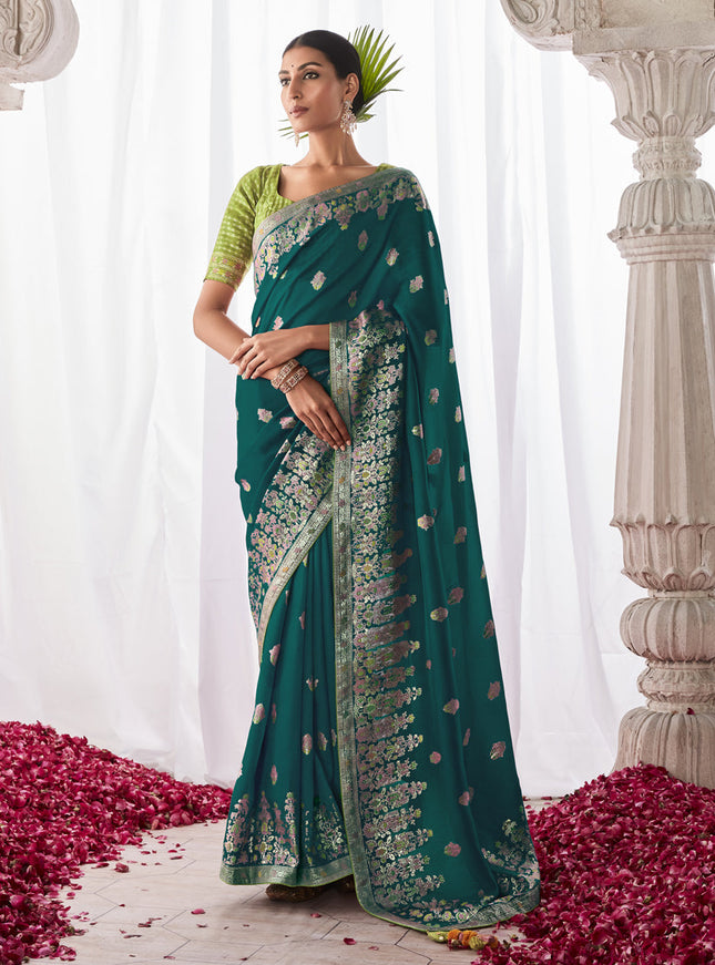 Morpich Kora Silk Meenakari Pallu Saree