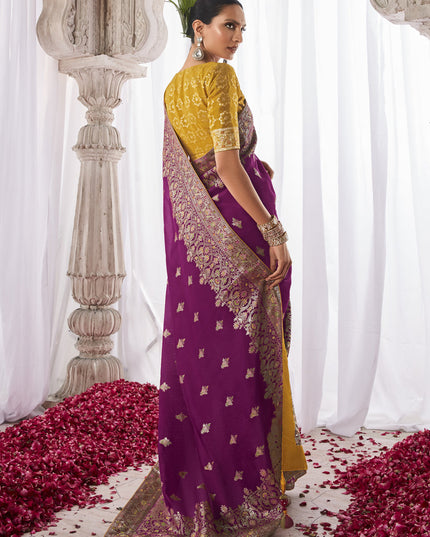 Magenta Kora Silk Meenakari Pallu Saree