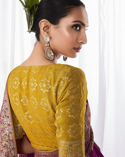 Magenta Kora Silk Meenakari Pallu Saree