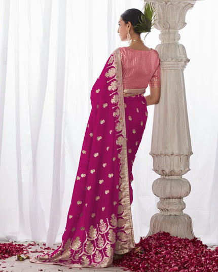 Rani Pink Kora Silk Meenakari Pallu Saree