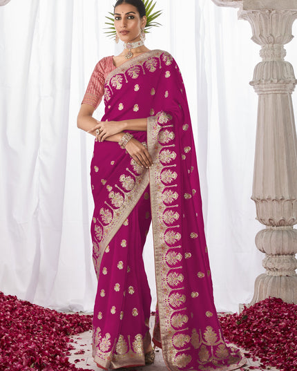 Rani Pink Kora Silk Meenakari Pallu Saree