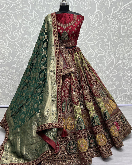 Pista Green Heavy Designer Lehenga Choli Set