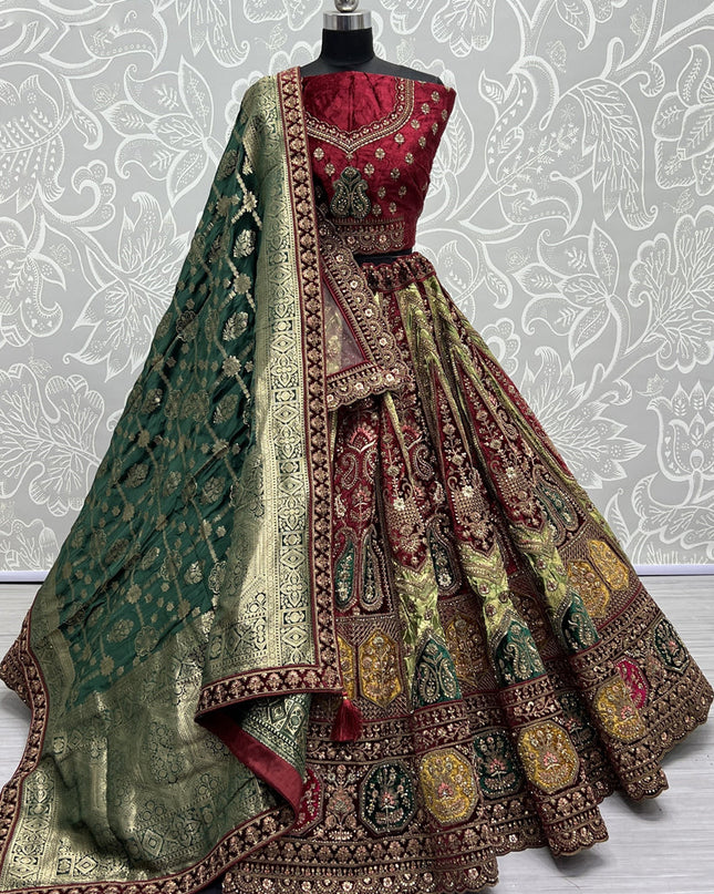 Pista Green Heavy Designer Lehenga Choli Set