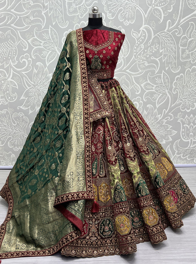 Pista Green Heavy Designer Lehenga Choli Set