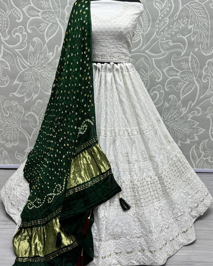 White Georgette Heavy Designer Lehenga Choli Set