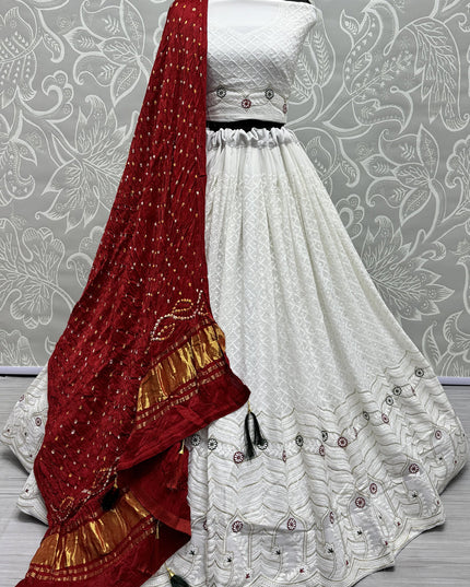 White Georgette Heavy Designer Lehenga Choli Set