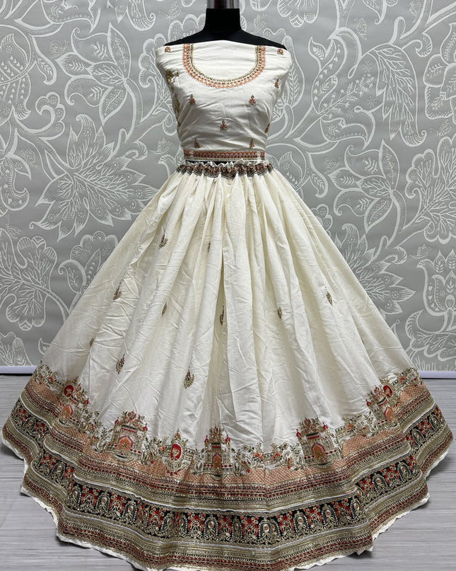 White Silk Heavy Designer Lehenga Choli Set