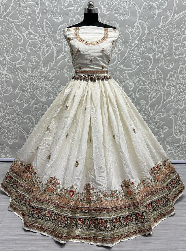 White Silk Heavy Designer Lehenga Choli Set