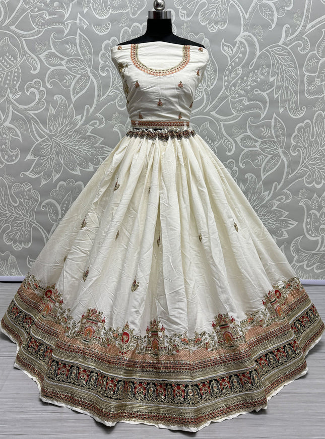 White Silk Heavy Designer Lehenga Choli Set