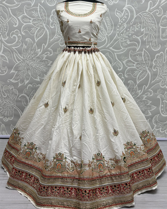 White Silk Heavy Designer Lehenga Choli Set