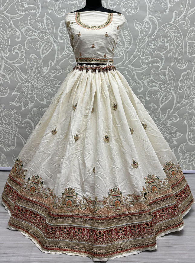 White Silk Heavy Designer Lehenga Choli Set