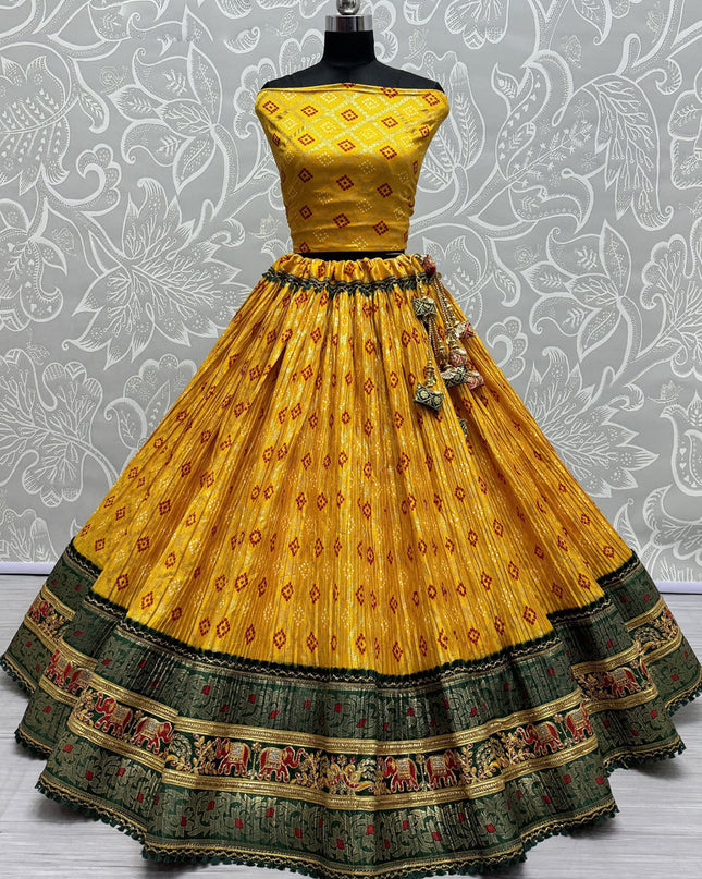 Mustard Crepe Cotton Lehenga Choli for Festival