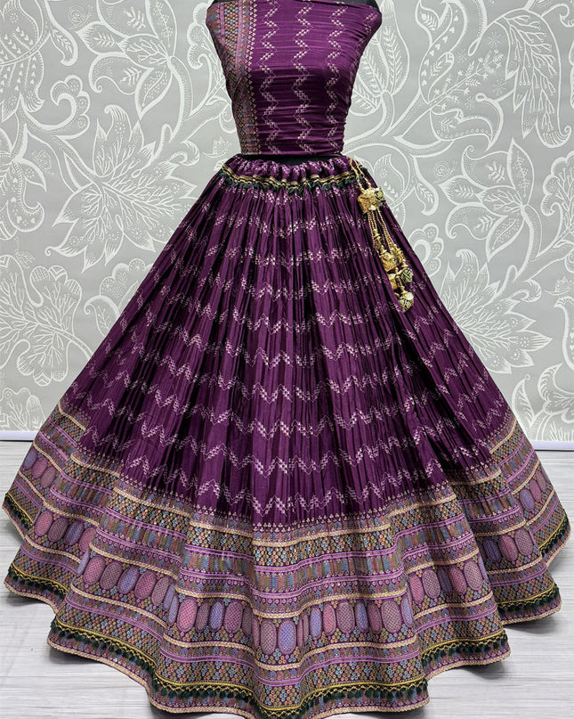 Purple Chinnon Lehenga Choli for Festival