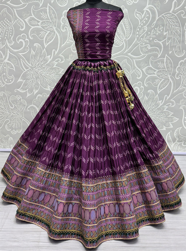 Purple Chinnon Lehenga Choli for Festival