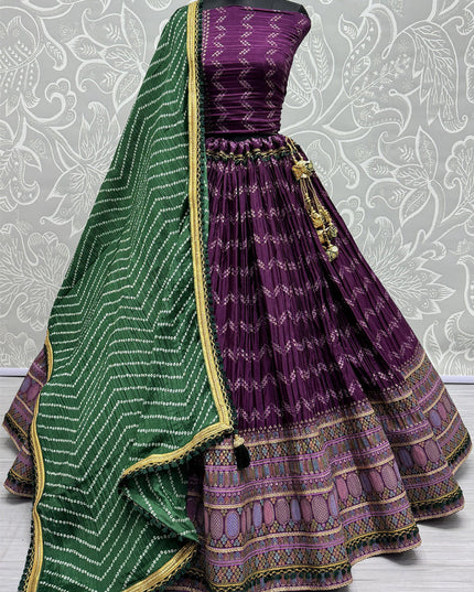 Purple Chinnon Lehenga Choli for Festival