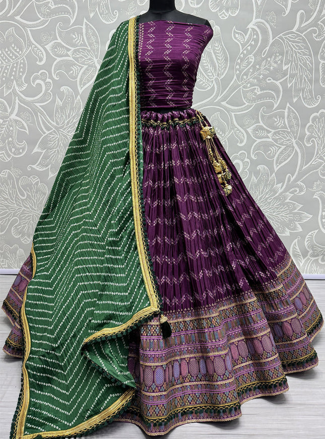 Purple Chinnon Lehenga Choli for Festival
