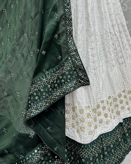 White Georgette Embroidered Wedding Lehenga Choli