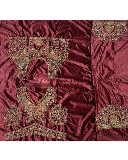 Maroon Velvet Embroidered Designer Bridal Lehenga Choli